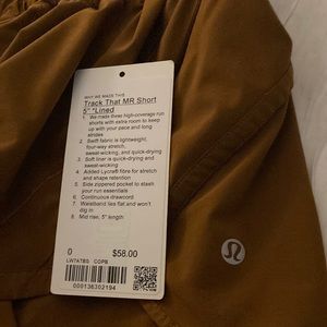 Lululemon Track That mid rise short 5” Lined, copper brown